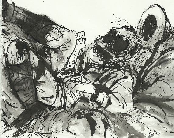 illustration of dead soldier