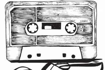 Line drawing of cassette tape